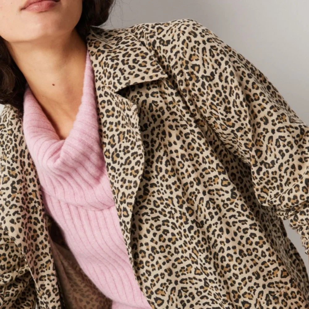 HTF Anthropologie Leopard Trench Coat